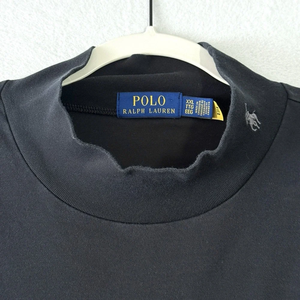 Polo Ralph Lauren Shirt Mens XXL 2XL‎ Soft Cotton Mockneck Shirt Pony Logo Neck